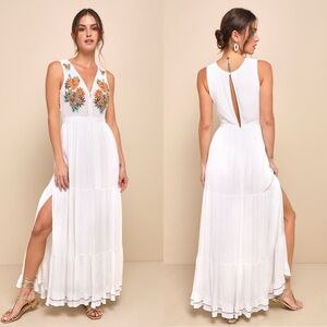 Lulus | Tickets To Paradise White Embroidered Maxi Dress
